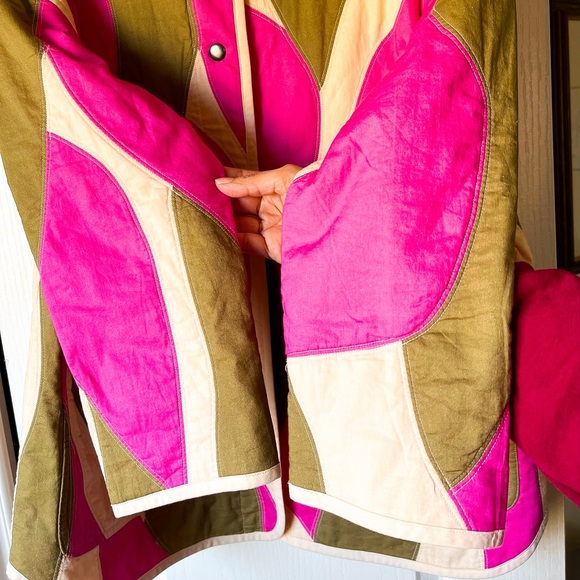 Sézane Farel Quilted Jacket Hera Print Pink Olive US 6 EUC - Picture 3 of 9